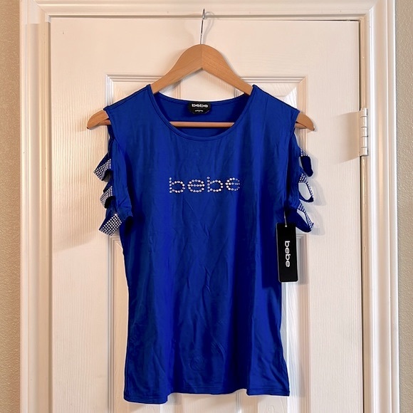 bebe Tops - Bebe Women’s Blouse With Sequence Arm Loops New With Tags Blue Size M